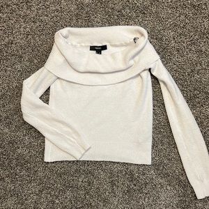 Forever 21 White Off the Shoulder Sweater Top